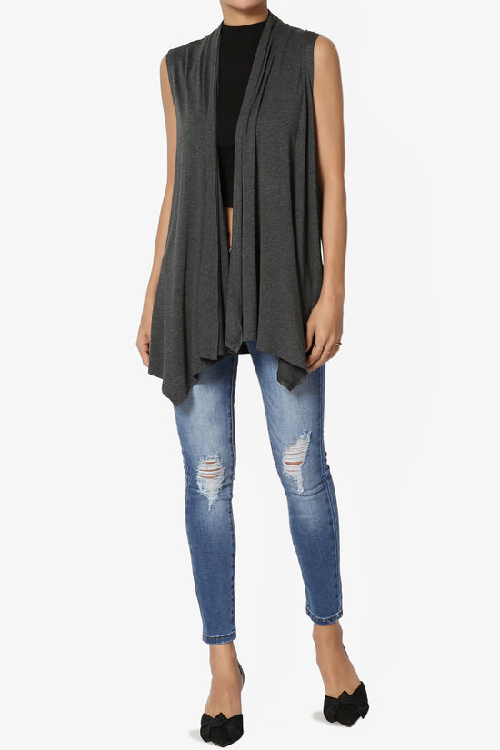 Load image into Gallery viewer, Danna Draped Jersey Vest CHARCOAL_6
