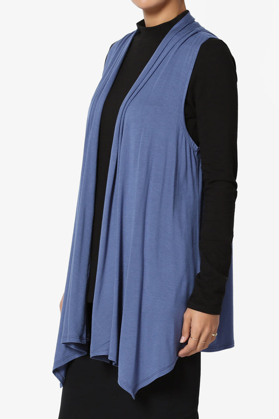 Load image into Gallery viewer, Danna Draped Jersey Vest DENIM_3
