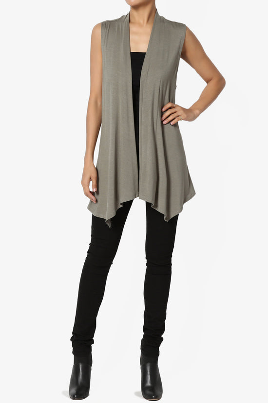 Load image into Gallery viewer, Danna Draped Jersey Vest DUSTY OLIVE_6
