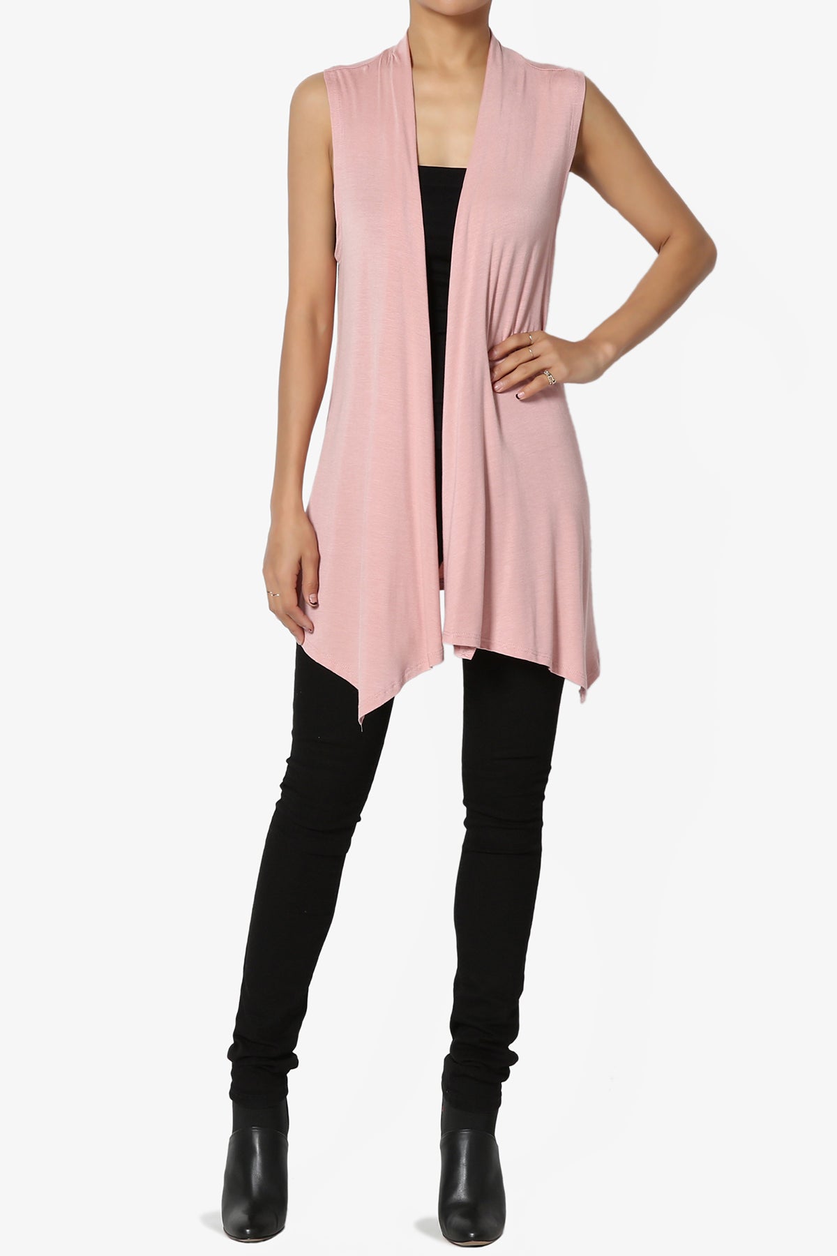 Load image into Gallery viewer, Danna Draped Jersey Vest DUSTY ROSE_6

