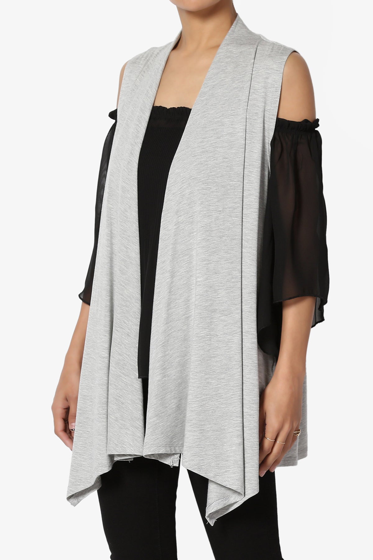 Load image into Gallery viewer, Danna Draped Jersey Vest HEATHER GREY_3

