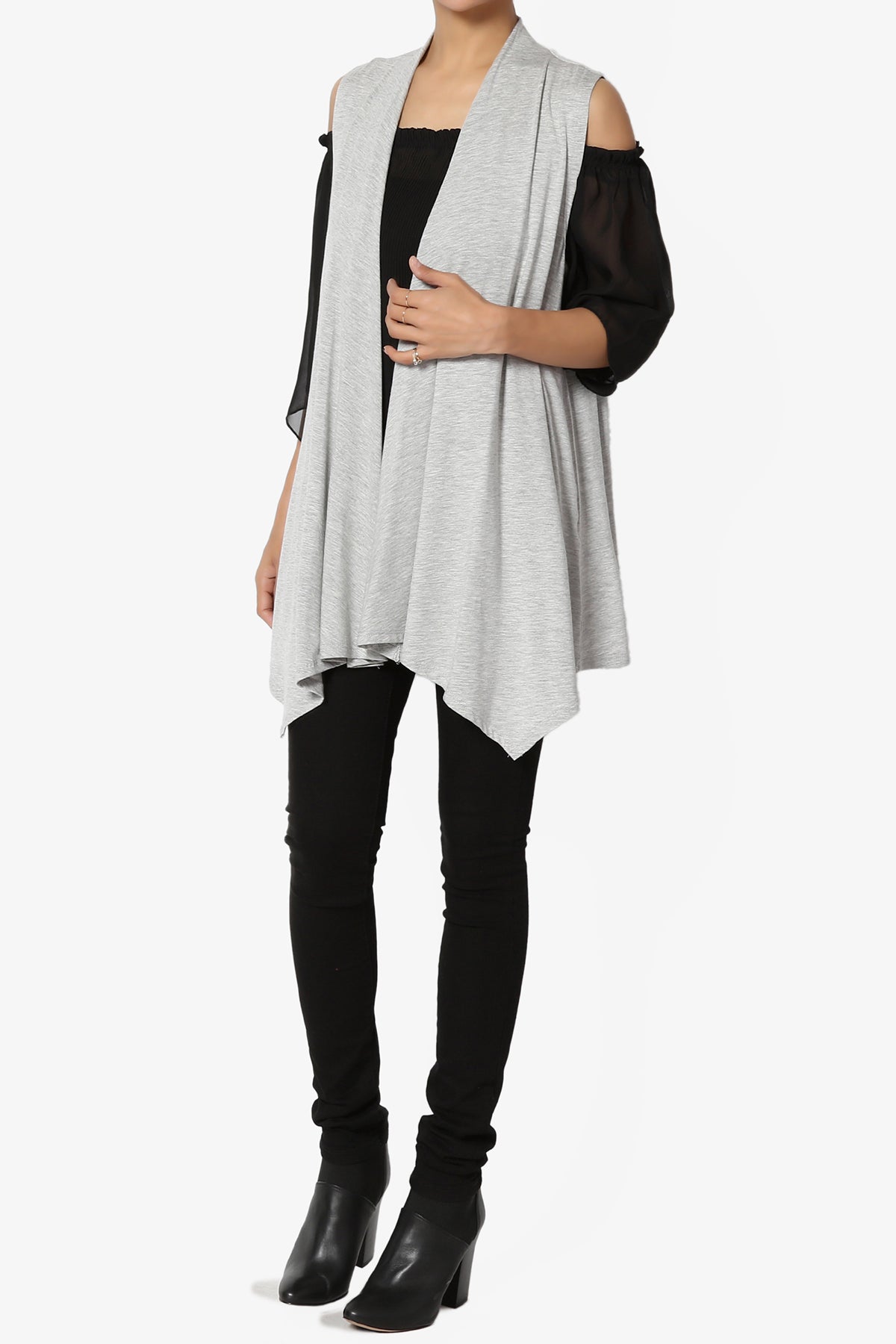 Load image into Gallery viewer, Danna Draped Jersey Vest HEATHER GREY_6
