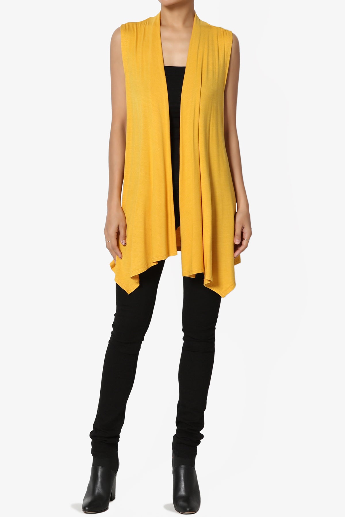 Load image into Gallery viewer, Danna Draped Jersey Vest MUSTARD_6
