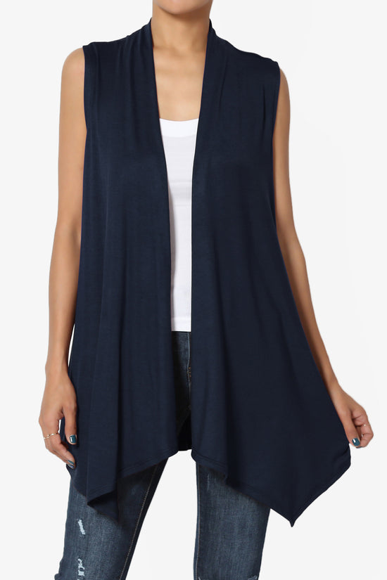 Load image into Gallery viewer, Danna Draped Jersey Vest NAVY_1
