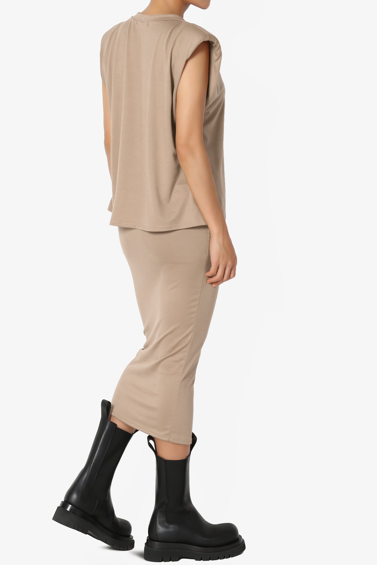 Load image into Gallery viewer, Joey Padded Shoulder Tank Top &amp;amp; Midi Pencil Skirt SET
