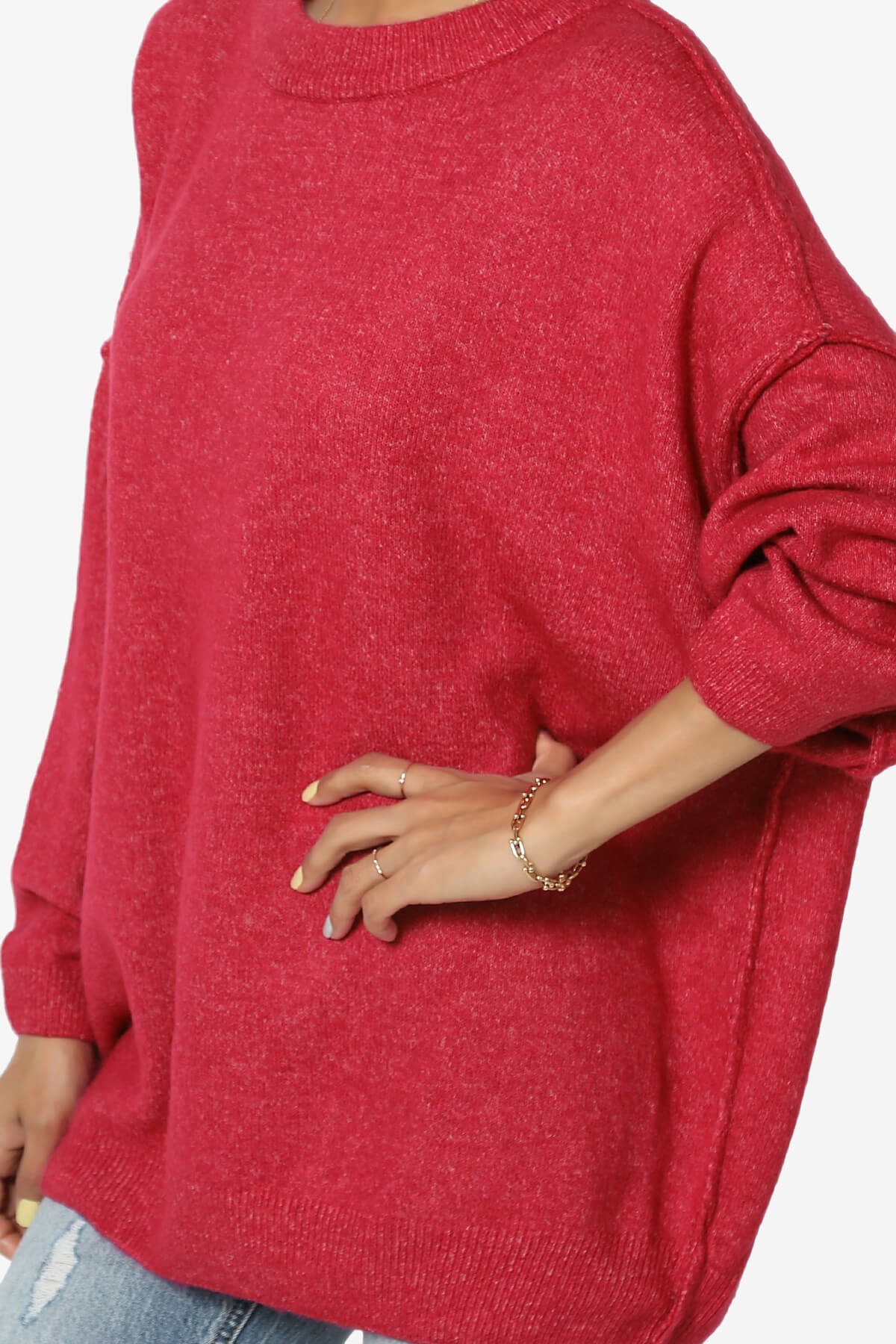 Load image into Gallery viewer, Troopa Oversized Melange Sweater BURGUNDY_5
