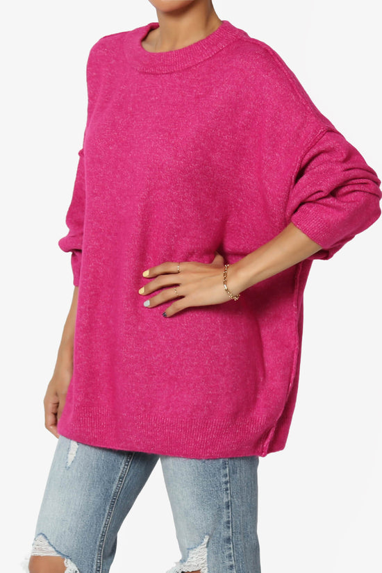 Troopa Oversized Melange Sweater MAGENTA_3