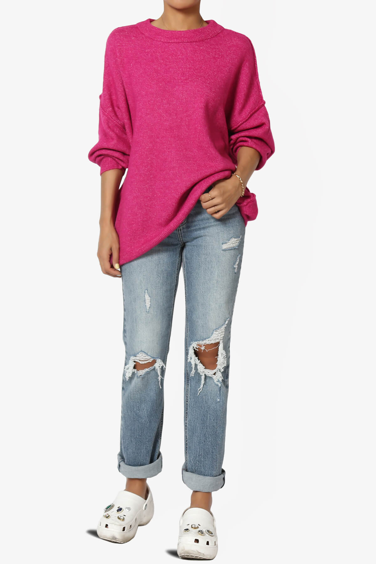 Load image into Gallery viewer, Troopa Oversized Melange Sweater MAGENTA_6
