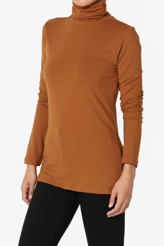 Viable Ruched Turtle Neck Long Sleeve Top ALMOND_3
