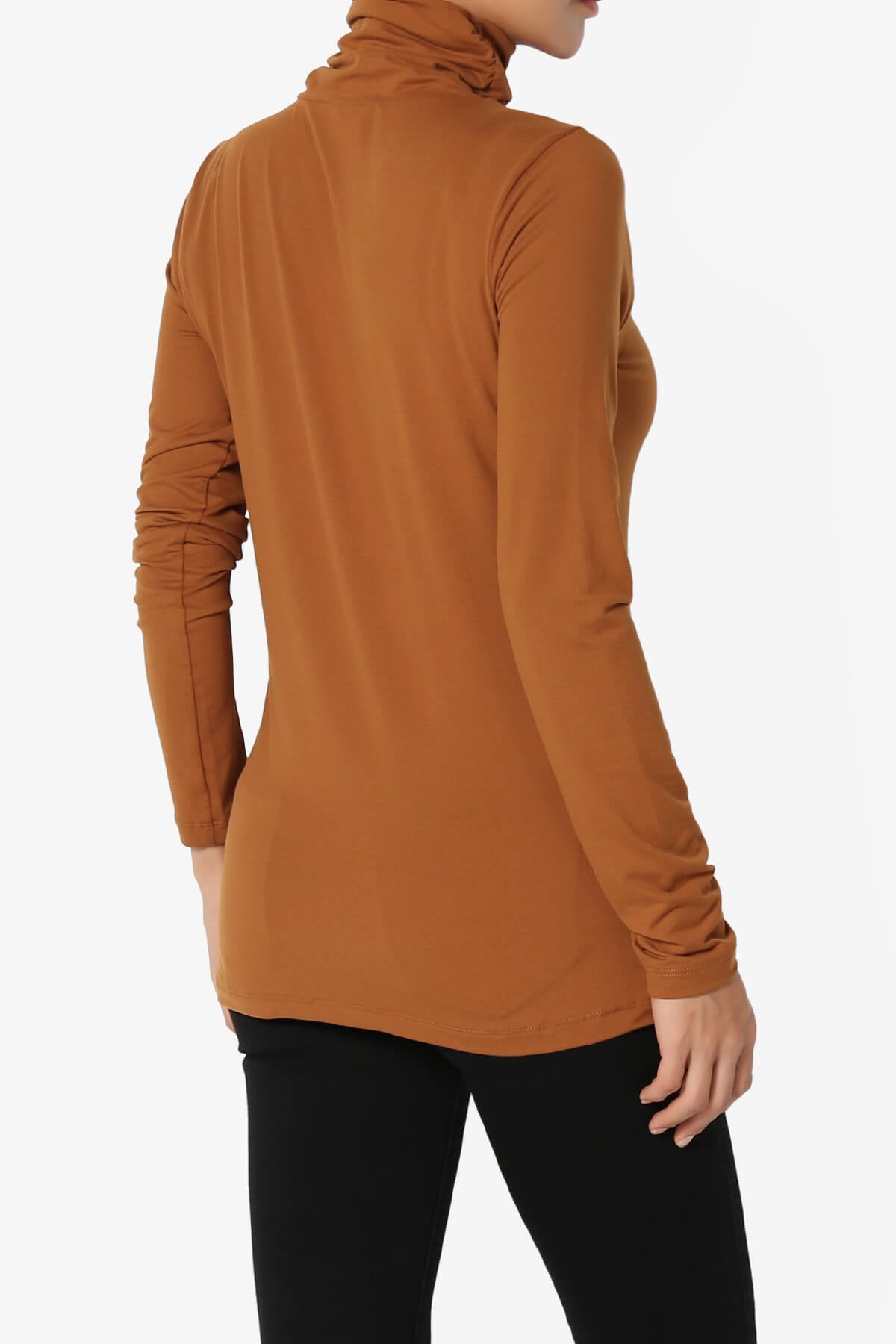 Viable Ruched Turtle Neck Long Sleeve Top ALMOND_4