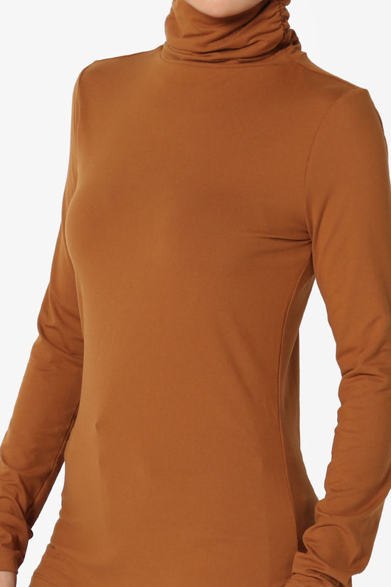 Load image into Gallery viewer, Viable Ruched Turtle Neck Long Sleeve Top ALMOND_5
