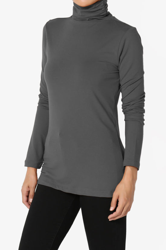 Viable Ruched Turtle Neck Long Sleeve Top ASH GREY_3