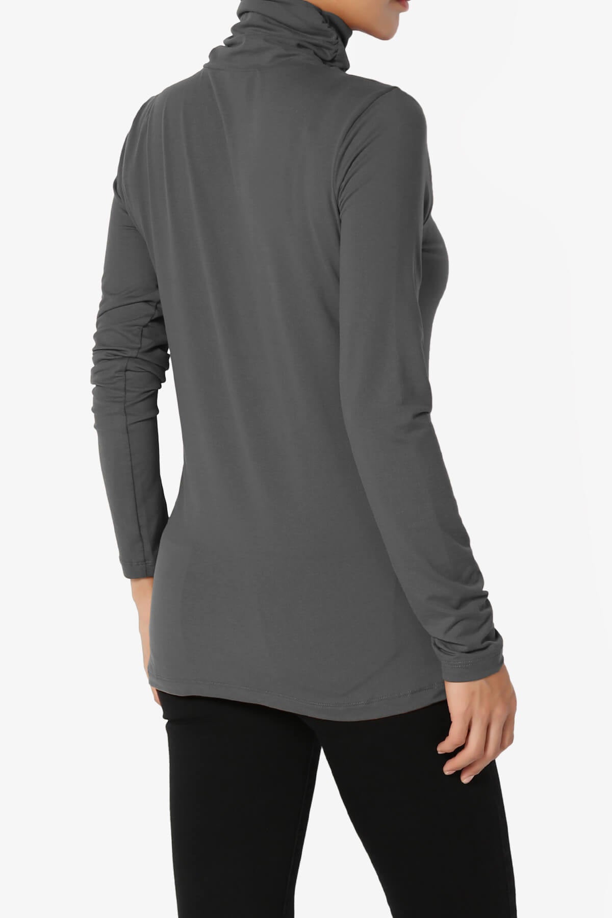 Viable Ruched Turtle Neck Long Sleeve Top ASH GREY_4
