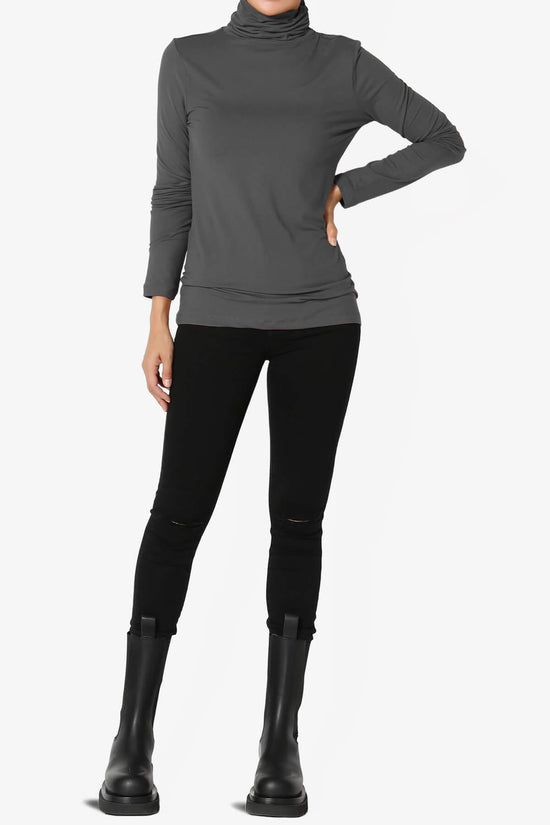 Viable Ruched Turtle Neck Long Sleeve Top ASH GREY_6