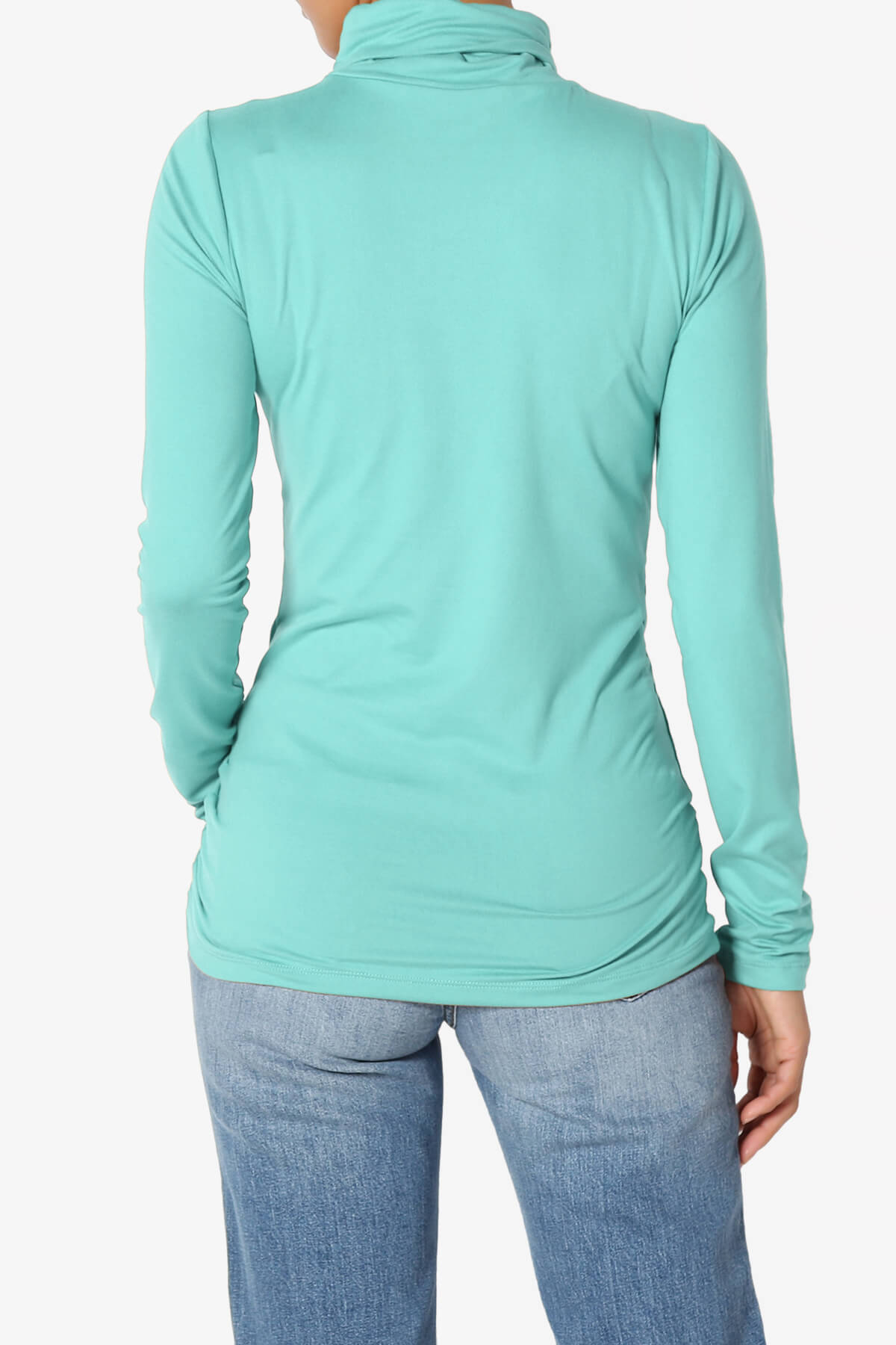 Viable Ruched Turtle Neck Long Sleeve Top ASH MINT_2