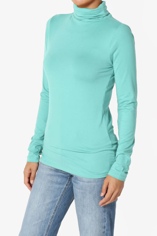 Viable Ruched Turtle Neck Long Sleeve Top ASH MINT_3