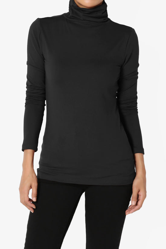 Viable Ruched Turtle Neck Long Sleeve Top BLACK_1