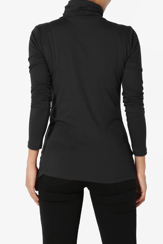Viable Ruched Turtle Neck Long Sleeve Top BLACK_2