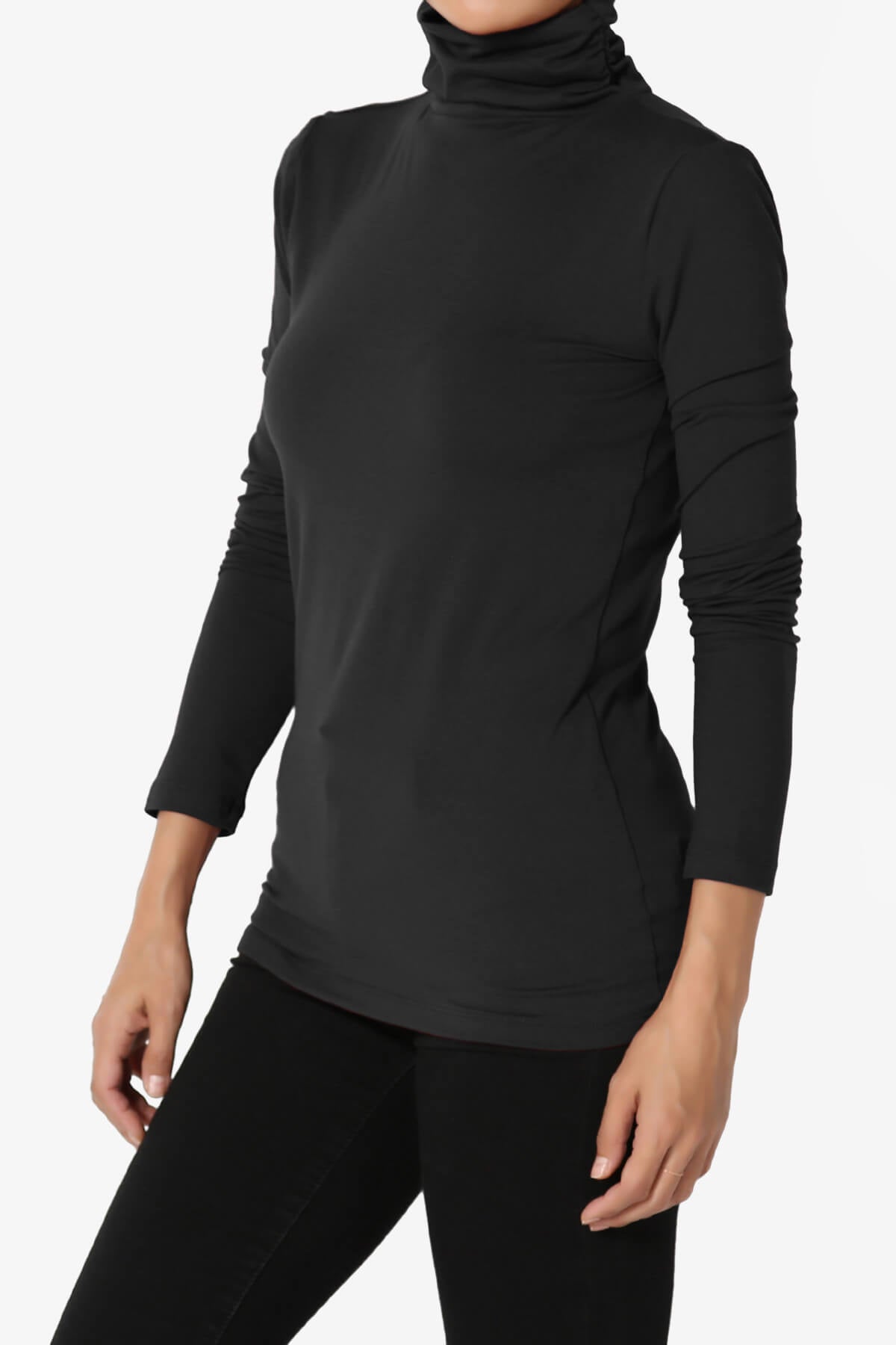 Viable Ruched Turtle Neck Long Sleeve Top BLACK_3