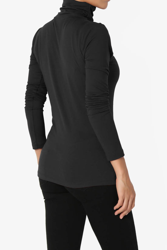 Viable Ruched Turtle Neck Long Sleeve Top BLACK_4