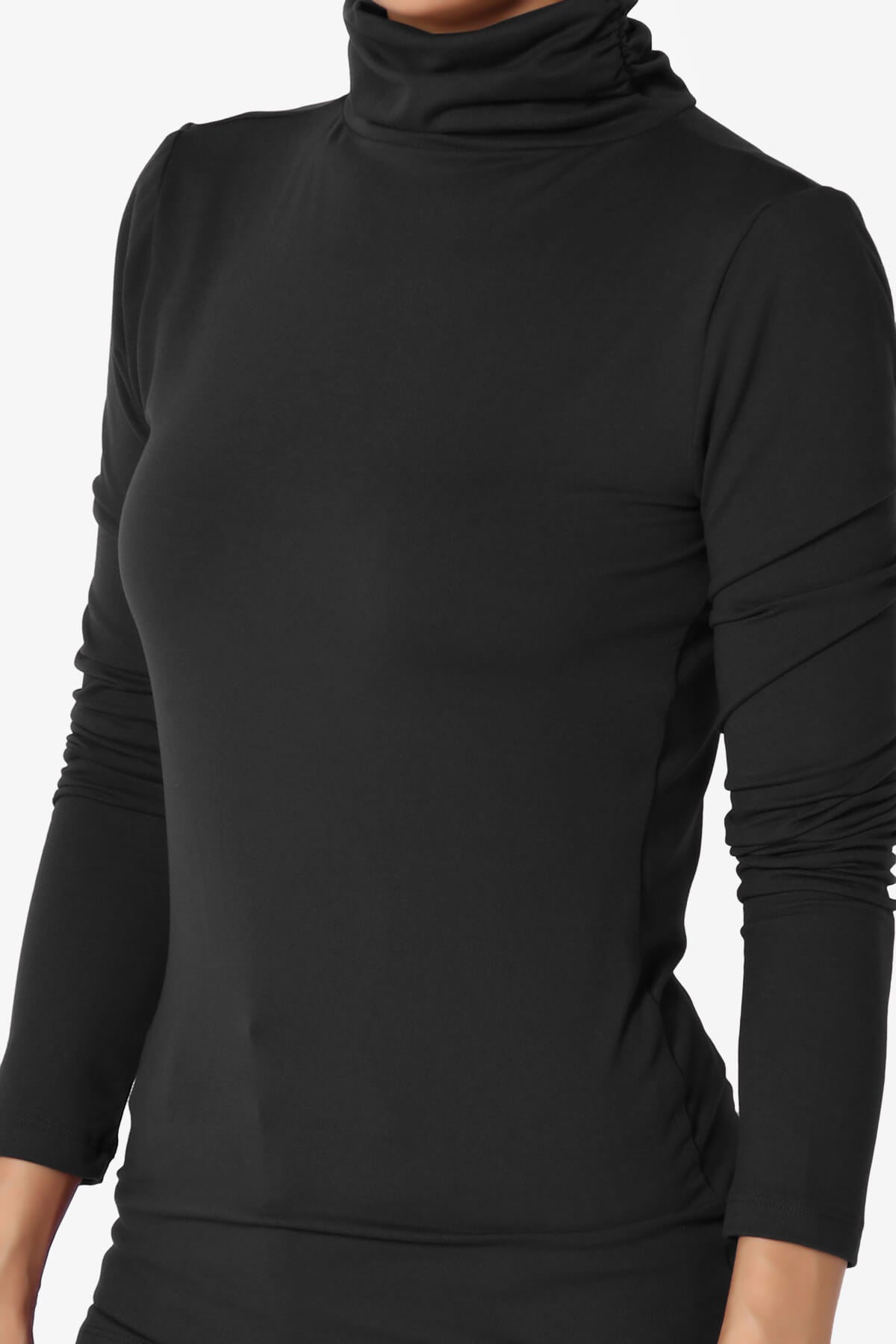 Viable Ruched Turtle Neck Long Sleeve Top BLACK_5