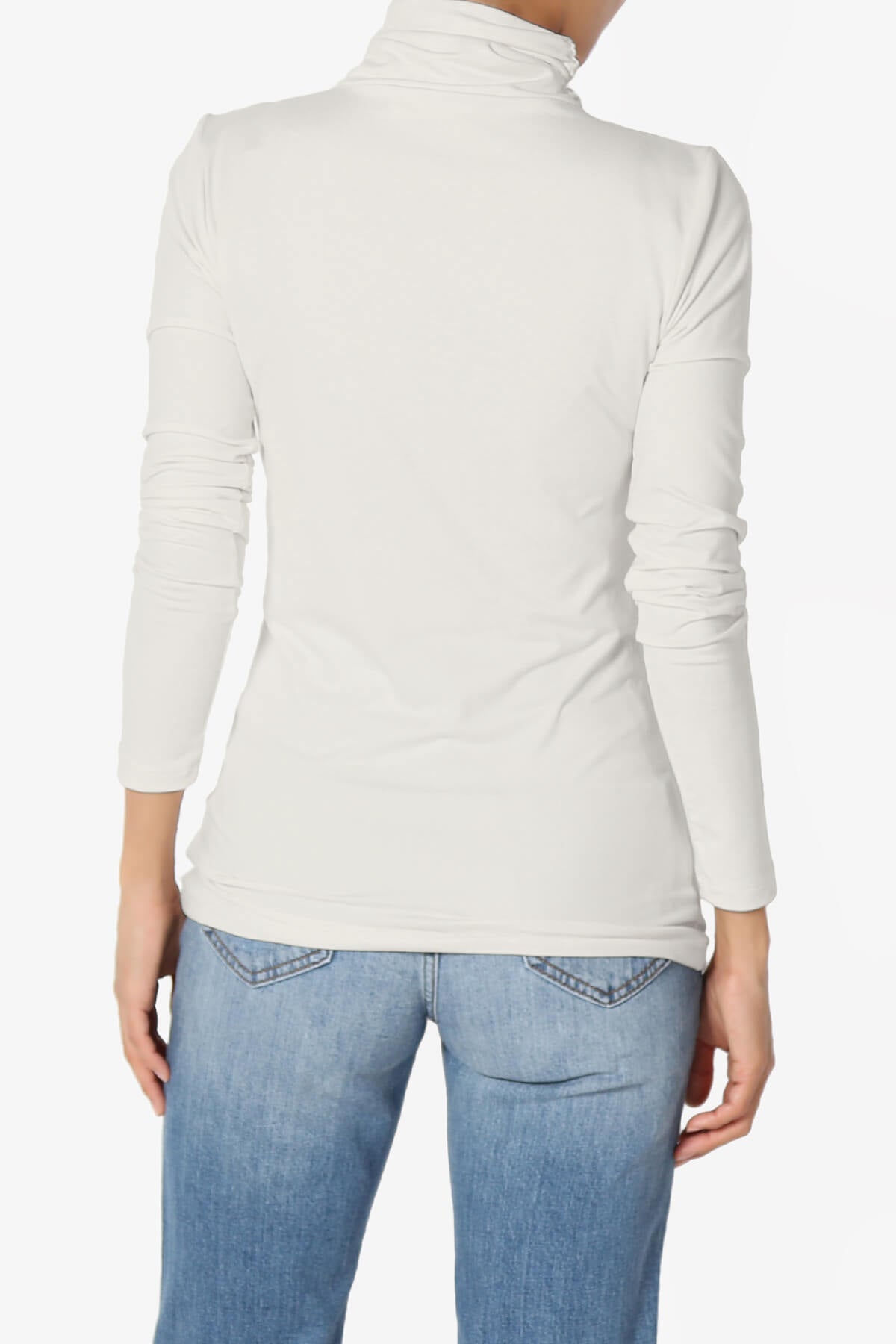 Viable Ruched Turtle Neck Long Sleeve Top BONE_2