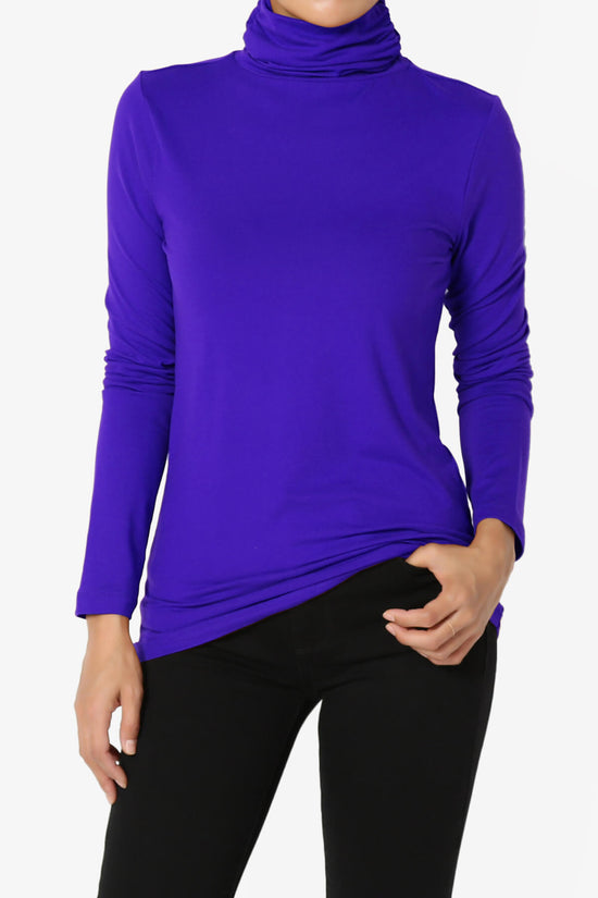 Viable Ruched Turtle Neck Long Sleeve Top BRIGHT BLUE_1