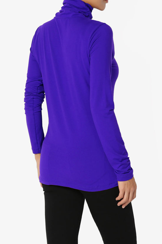 Viable Ruched Turtle Neck Long Sleeve Top BRIGHT BLUE_4