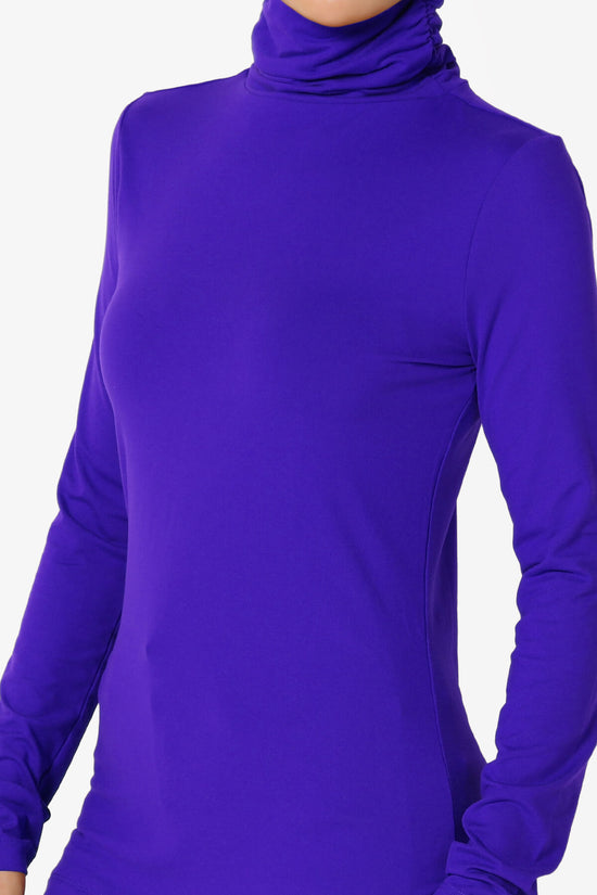 Viable Ruched Turtle Neck Long Sleeve Top BRIGHT BLUE_5