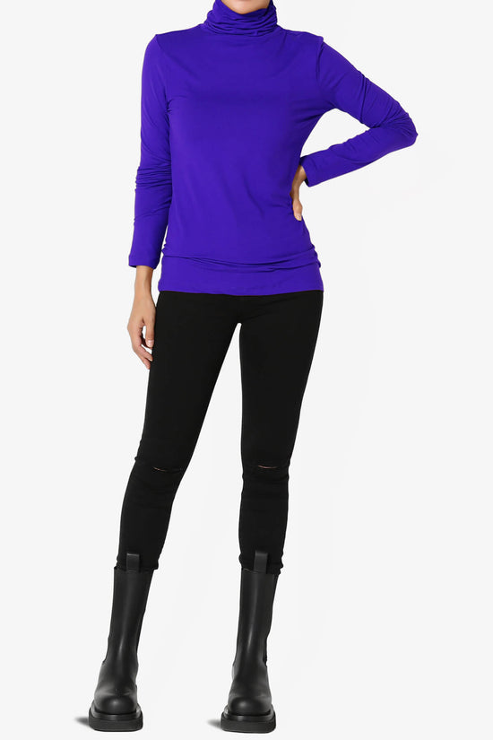 Viable Ruched Turtle Neck Long Sleeve Top BRIGHT BLUE_6