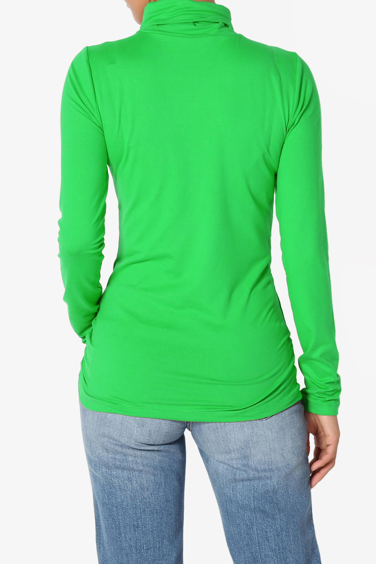 Viable Ruched Turtle Neck Long Sleeve Top BRIGHT GREEN_2