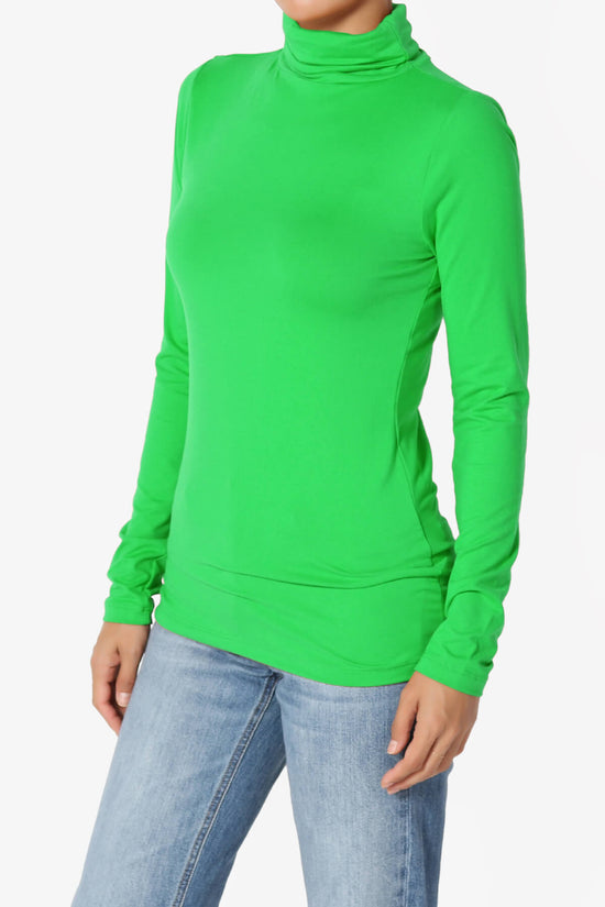 Viable Ruched Turtle Neck Long Sleeve Top BRIGHT GREEN_3