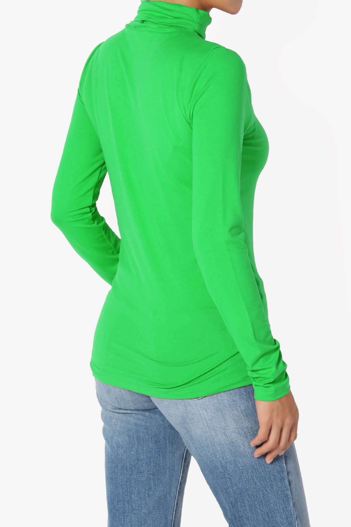 Viable Ruched Turtle Neck Long Sleeve Top BRIGHT GREEN_4