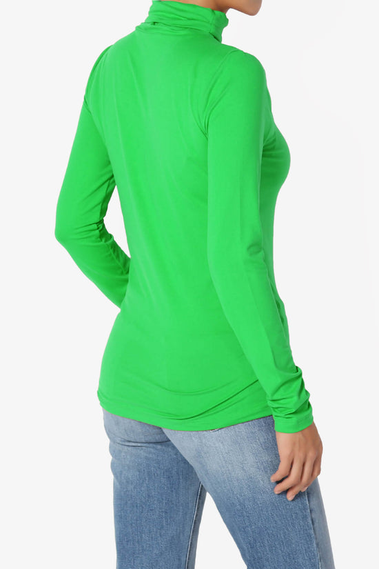 Load image into Gallery viewer, Viable Ruched Turtle Neck Long Sleeve Top BRIGHT GREEN_4
