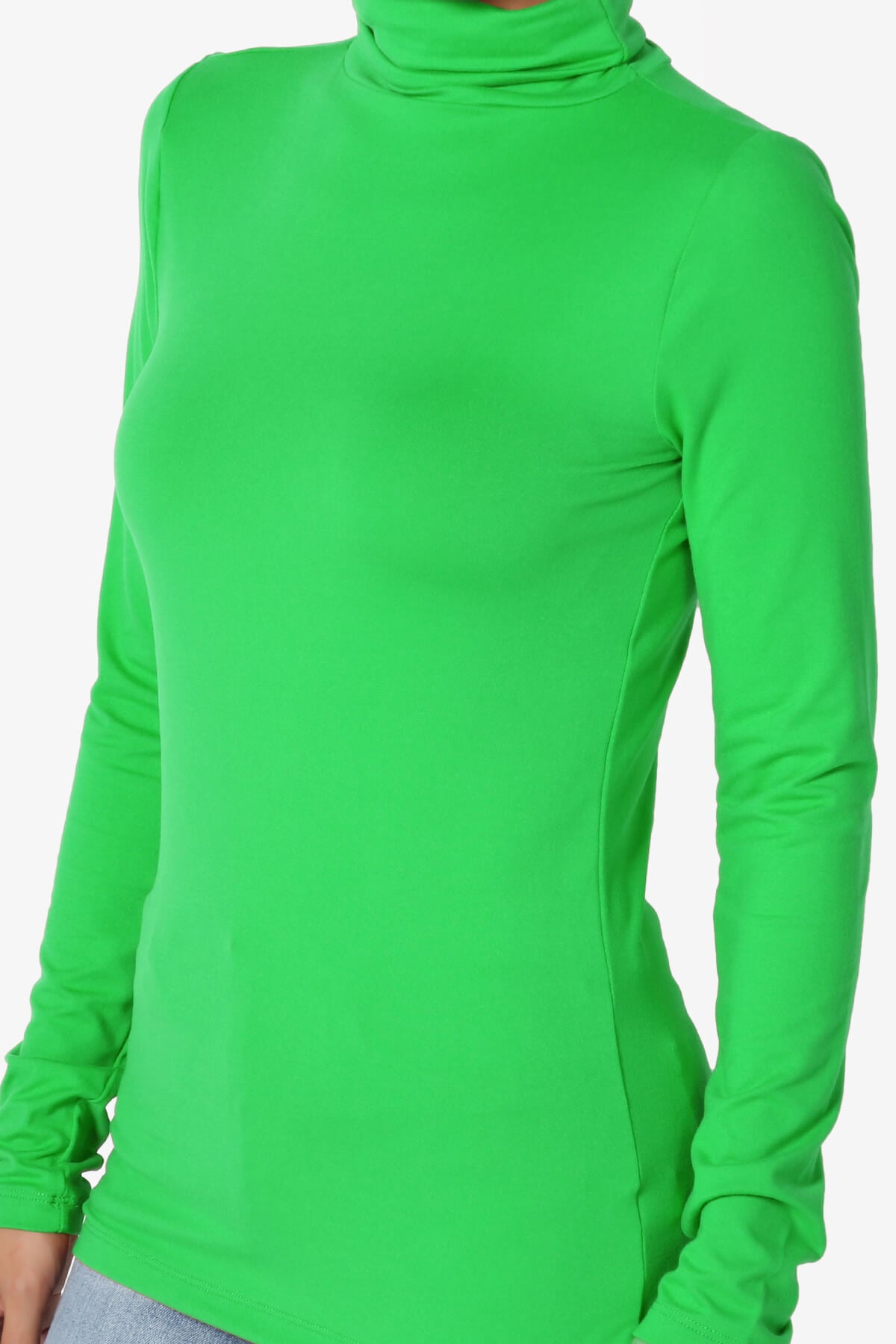 Viable Ruched Turtle Neck Long Sleeve Top BRIGHT GREEN_5