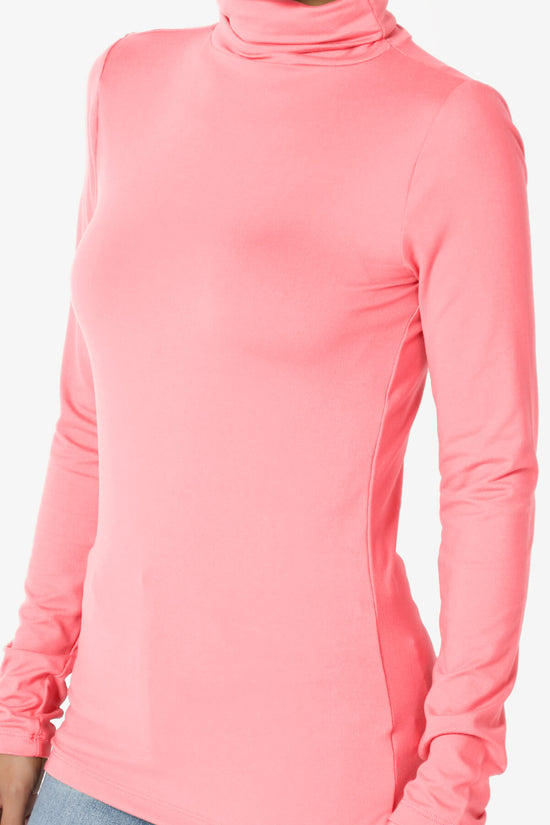 Viable Ruched Turtle Neck Long Sleeve Top BRIGHT PINK_5
