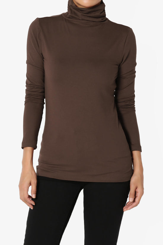 Viable Ruched Turtle Neck Long Sleeve Top BROWN_1