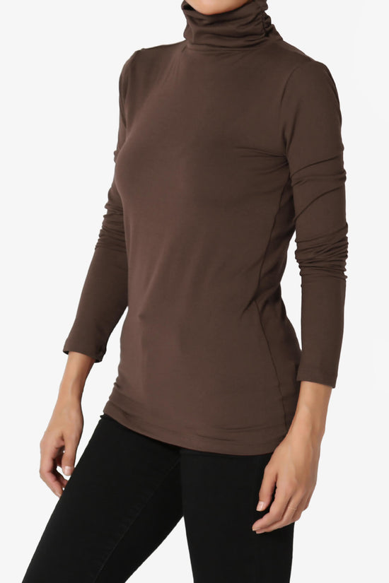 Viable Ruched Turtle Neck Long Sleeve Top BROWN_3