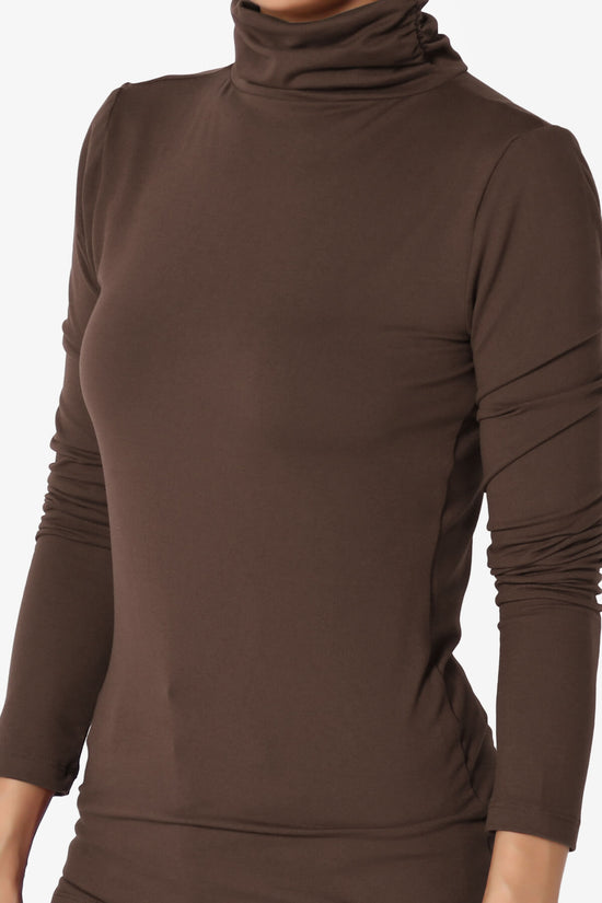 Viable Ruched Turtle Neck Long Sleeve Top BROWN_5