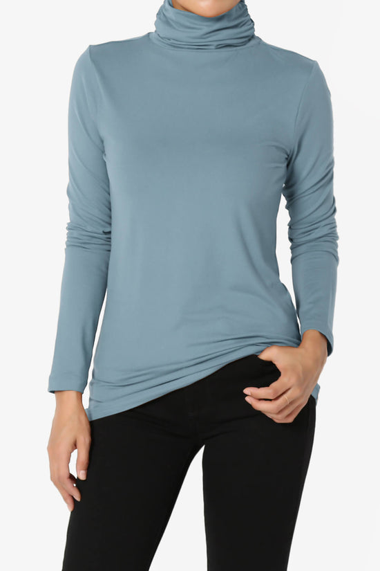 Load image into Gallery viewer, Viable Ruched Turtle Neck Long Sleeve Top CEMENT_1
