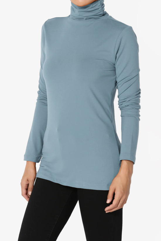 Load image into Gallery viewer, Viable Ruched Turtle Neck Long Sleeve Top CEMENT_3
