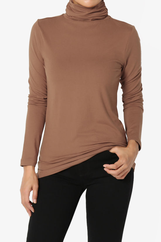 Viable Ruched Turtle Neck Long Sleeve Top COCOA_1