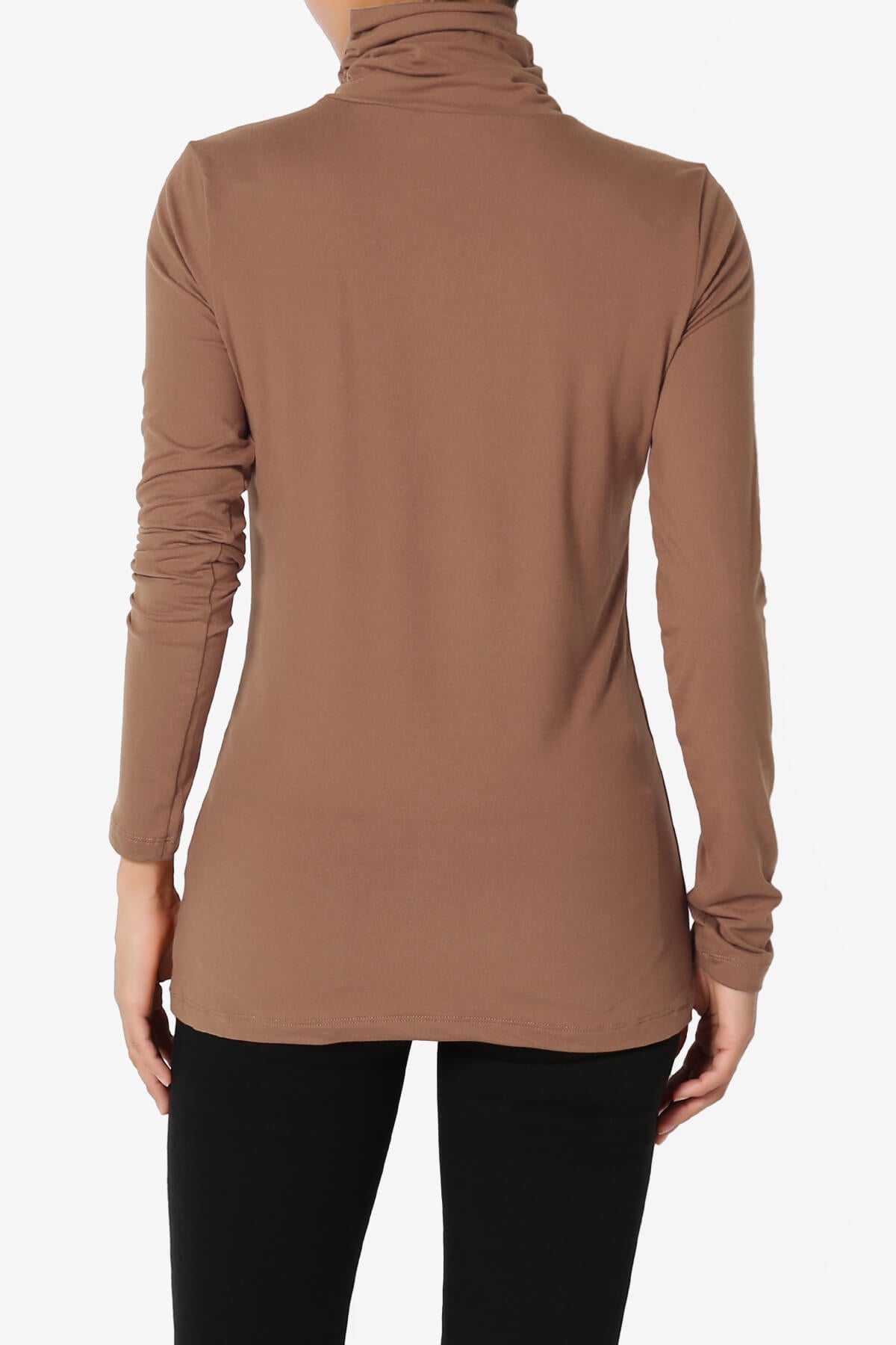 Viable Ruched Turtle Neck Long Sleeve Top COCOA_2