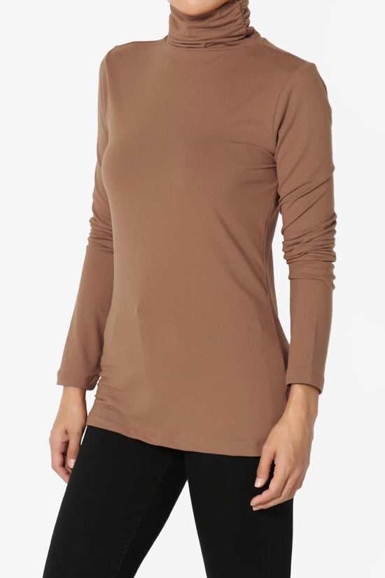Viable Ruched Turtle Neck Long Sleeve Top COCOA_3