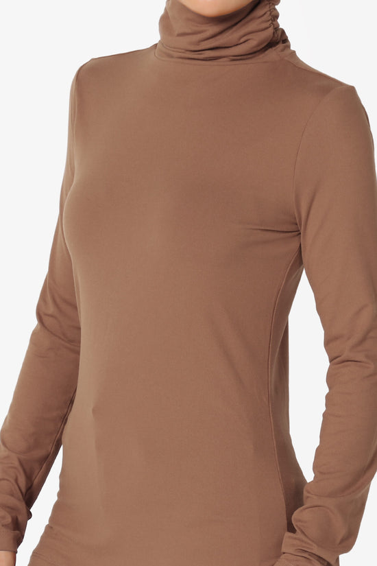 Viable Ruched Turtle Neck Long Sleeve Top COCOA_5