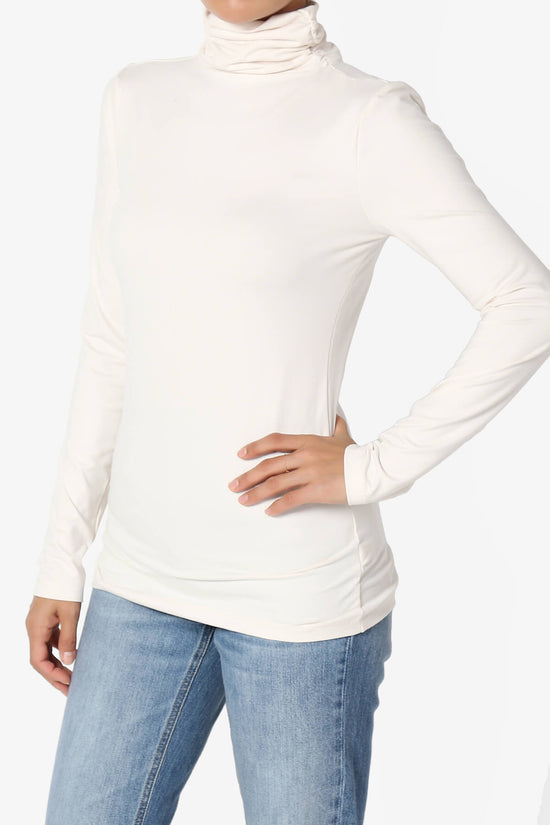 Viable Ruched Turtle Neck Long Sleeve Top CREAM_3
