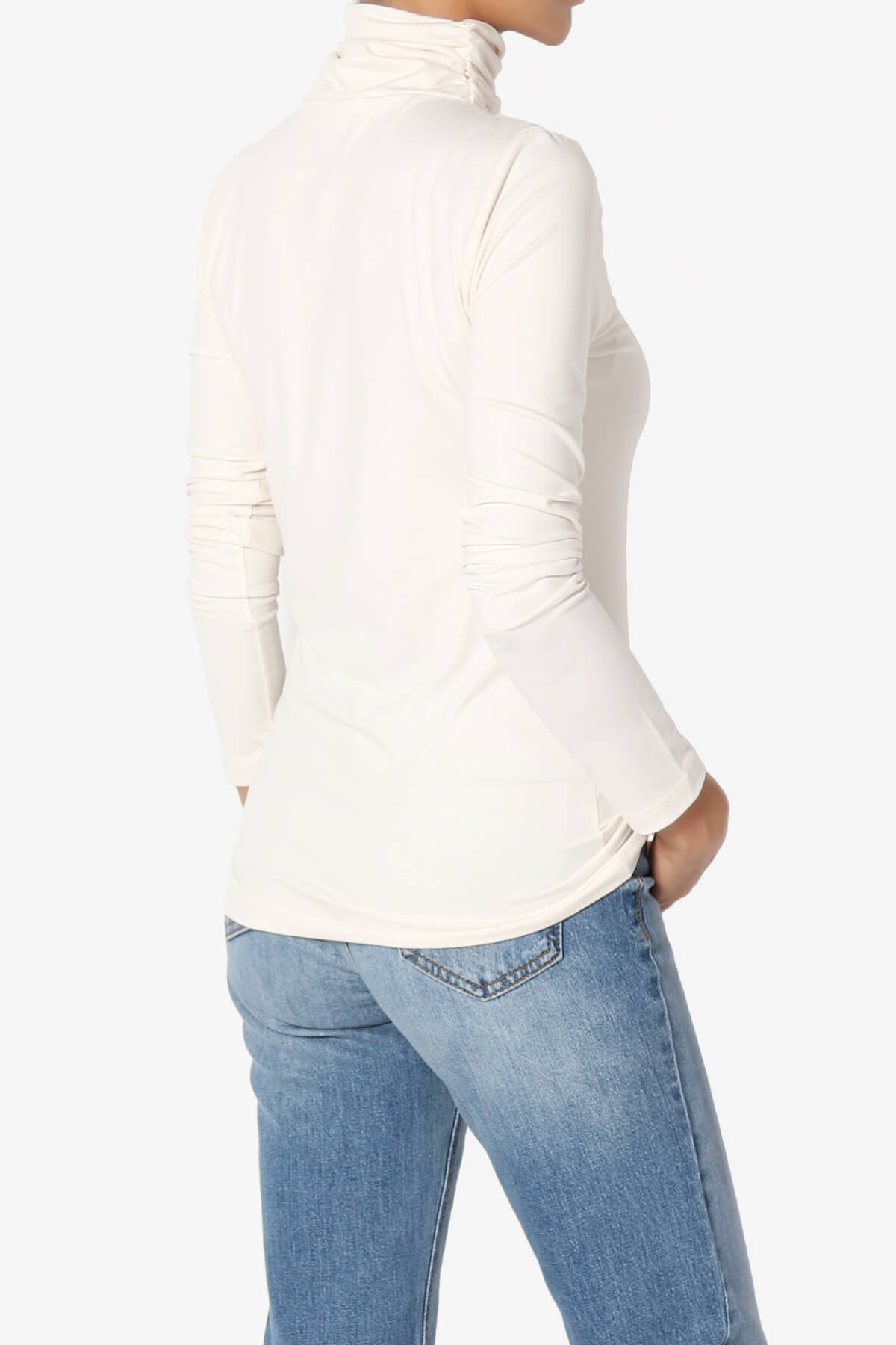 Viable Ruched Turtle Neck Long Sleeve Top CREAM_4