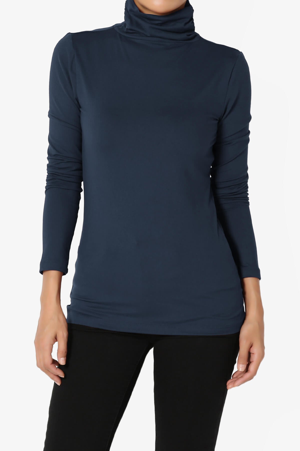 Viable Ruched Turtle Neck Long Sleeve Top DARK NAVY_1
