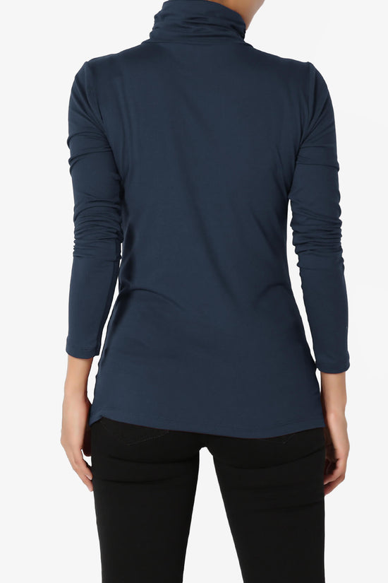 Viable Ruched Turtle Neck Long Sleeve Top DARK NAVY_2