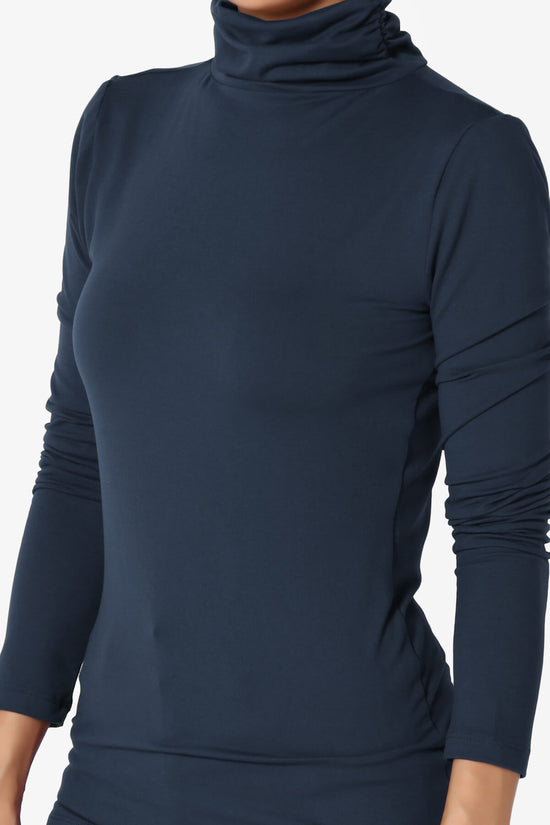 Load image into Gallery viewer, Viable Ruched Turtle Neck Long Sleeve Top DARK NAVY_5
